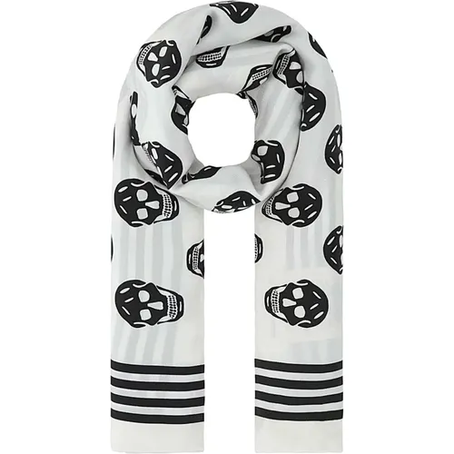 Silk Scarf with Floral Print , male, Sizes: ONE SIZE - alexander mcqueen - Modalova