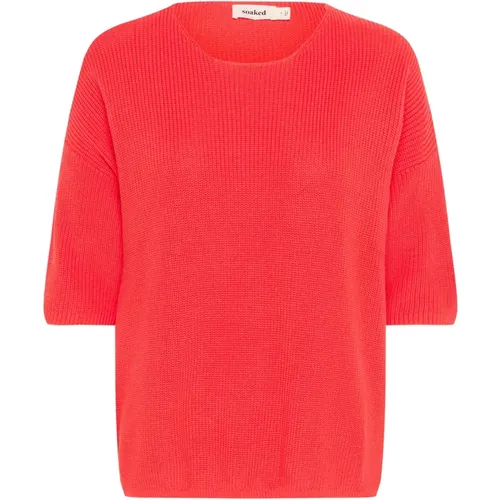 Baumwollpullover Hot Coral , Damen, Größe: S - Soaked in Luxury - Modalova