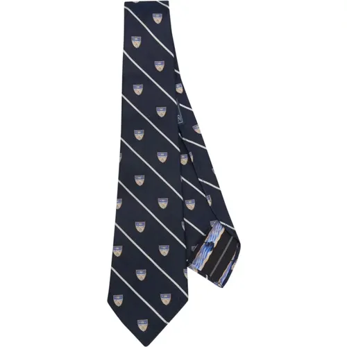 Blue Silk Diagonal Stripe Self-Tie , male, Sizes: ONE SIZE - Ralph Lauren - Modalova