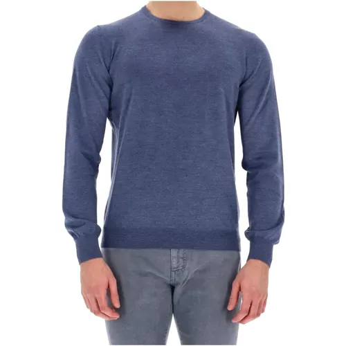 Klar Blauer Woll-Kaschmir Pullover , Herren, Größe: M - Barba - Modalova