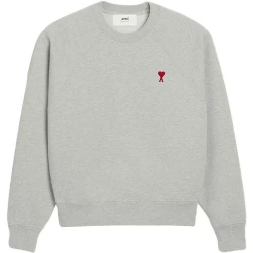 Grey De Coeur Sweatshirt Cotton Embroidered , male, Sizes: M, XL, S - Ami Paris - Modalova