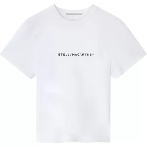 Weiße Baumwoll-Jersey-Logo-Print-T-Shirt , Damen, Größe: S - Stella Mccartney - Modalova
