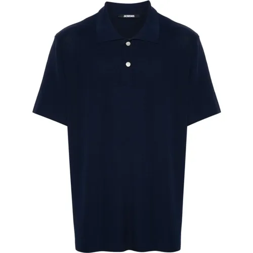 Blaues Poloshirt Silberne Knöpfe Kurze Ärmel , Herren, Größe: L - Jacquemus - Modalova