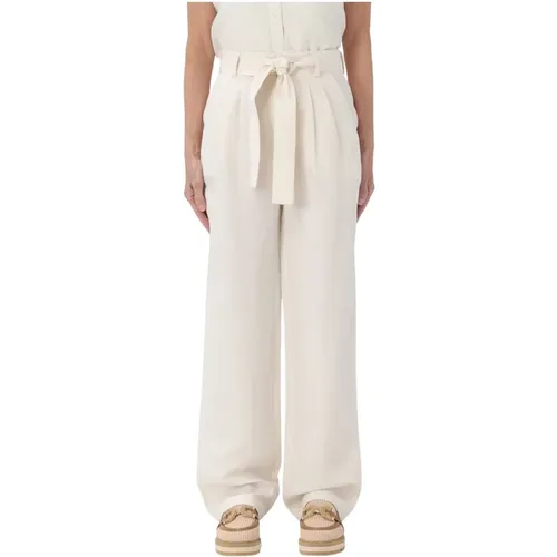 Wide Trousers,Ivory Baumwoll Leinen Hose für Frau - Woolrich - Modalova