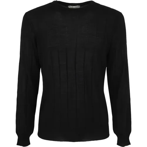 Schwarzer Merino Rippstrickpullover , Herren, Größe: M - Filippo De Laurentiis - Modalova