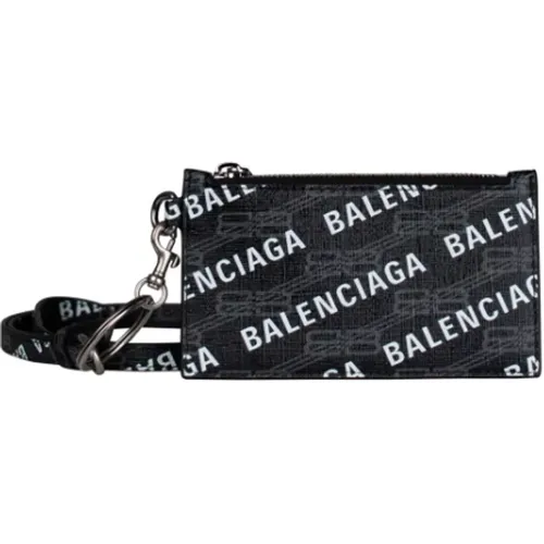 Schwarzer Lederkartenhalter mit BB-Monogramm - Balenciaga - Modalova