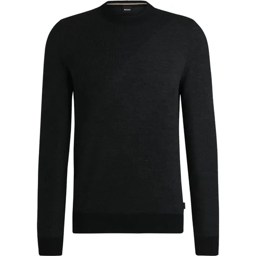 Schwarzer Jacquard-Strickpullover , Herren, Größe: L - Hugo Boss - Modalova