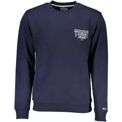 Blaues Baumwoll-Sweatshirt, Langarm, Logo-Print , Herren, Größe: M - Tommy Hilfiger - Modalova