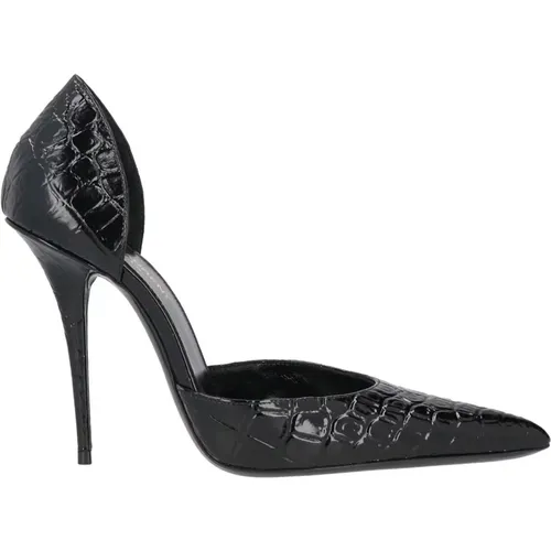 Leather Crocodile Skin Effect Pumps , female, Sizes: 4 UK - Saint Laurent - Modalova