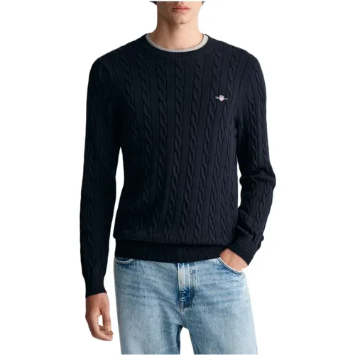 Cotton Cable C-Neck Sweater , male, Sizes: L, XL, 2XL, 3XL, M, S - Gant - Modalova