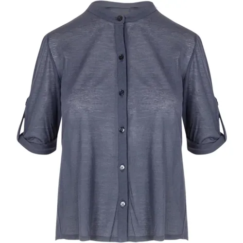 Cotton Polo Shirt with Buttoned Sleeves , female, Sizes: M, S - Roberto Collina - Modalova