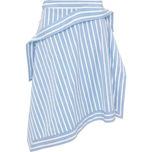 Striped Cotton Skirt with Draped Panel Detail , female, Sizes: 2XS - JW Anderson - Modalova