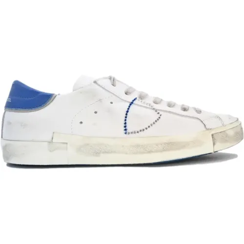 Embroidered Low Top Sneakers Blue , male, Sizes: 7 UK - Philippe Model - Modalova