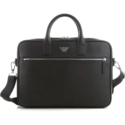 Briefcase with Zip Pocket , male, Sizes: ONE SIZE - Emporio Armani - Modalova