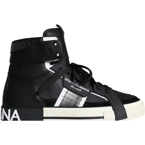 Perforated High Top Sneakers with Logo , male, Sizes: 11 UK - Dolce & Gabbana - Modalova