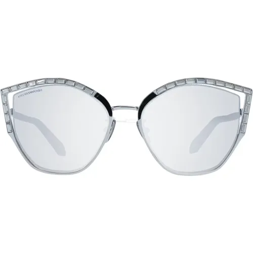 Silberne Verspiegelte Cat Eye Sonnenbrille , Damen, Größe: ONE Size - Swarovski - Modalova