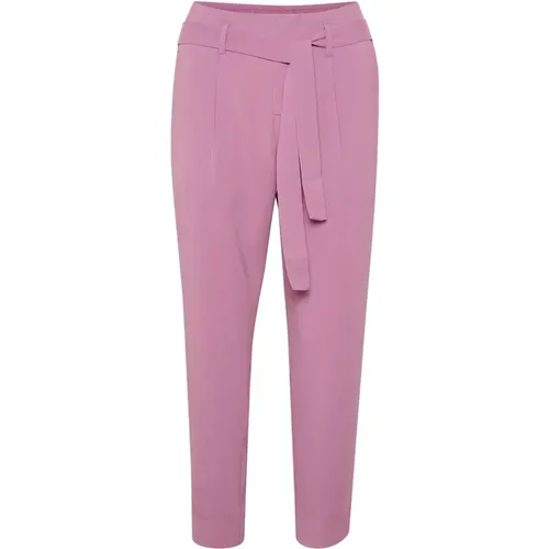 Cropped Silhouette Pants with Wide Belt , female, Sizes: 2XL, L, XL, M - Saint Tropez - Modalova