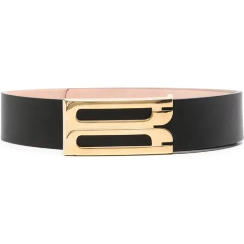 Leather Belt with Logo Buckle , female, Sizes: 70 CM, 80 CM, S - Victoria Beckham - Modalova