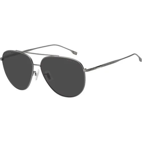 Dark Ruthenium/Grey Sunglasses , male, Sizes: 63 MM - Hugo Boss - Modalova