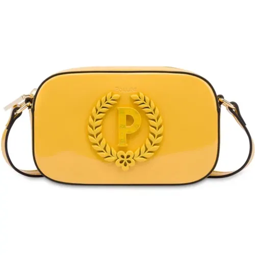 Gelbe Schultertasche mit P-Alloro Logo , Damen, Größe: ONE Size - Pollini - Modalova