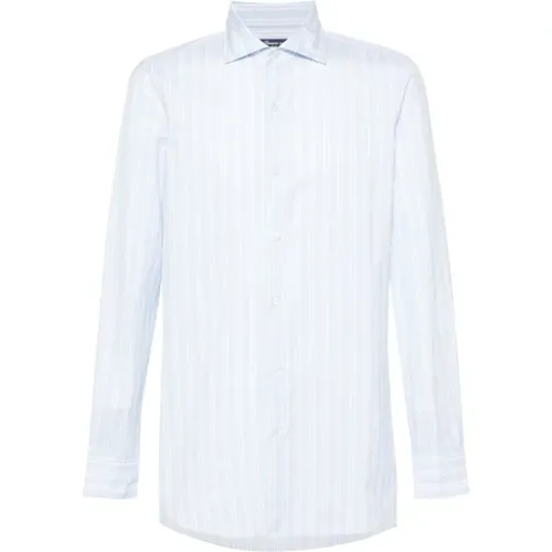 Blue and striped shirt , male, Sizes: XL - Finamore - Modalova