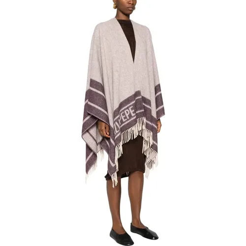 Lila Wollmischung Jacquard Poncho - PATRIZIA PEPE - Modalova