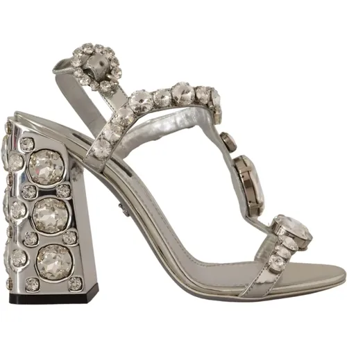 Silberne Kristallriemen High Heel Sandalen - Dolce & Gabbana - Modalova