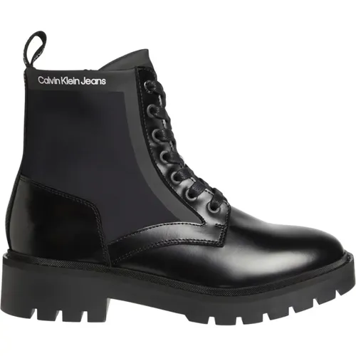 Military-Inspired Lace-Up Ankle Boots , female, Sizes: 3 UK - Calvin Klein - Modalova