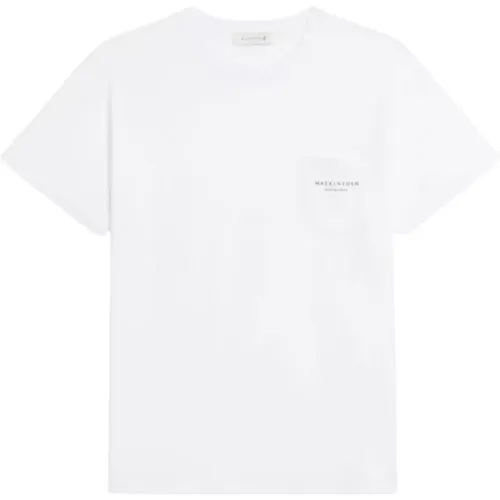 Weiße T-Shirt mit Tasche und Rain or Shine Slogan , Herren, Größe: XL - Mackintosh - Modalova