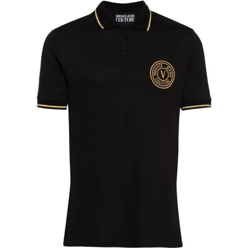 Schwarzes Poloshirt für Männer , Herren, Größe: S - Versace Jeans Couture - Modalova