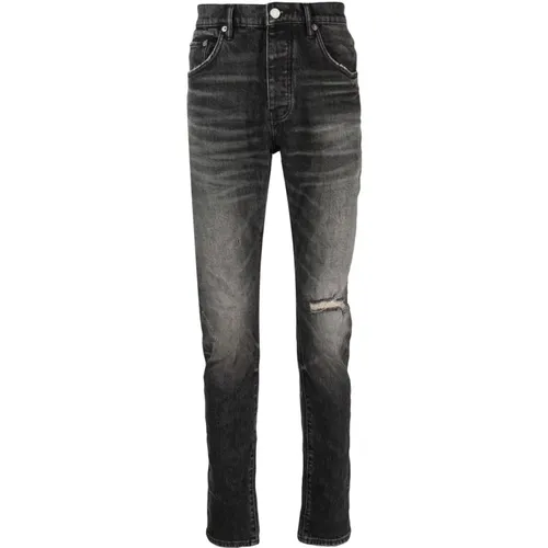 Schwarze Slim Fit Jeans mit niedriger Taille , Herren, Größe: W34 - Purple Brand - Modalova