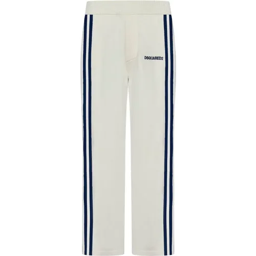 Tricot Wool Blend Trousers with Blue Side Bands , male, Sizes: S, M, L - Dsquared2 - Modalova