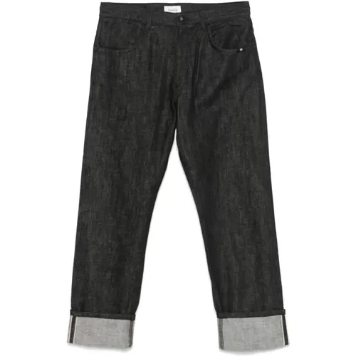 Schwarze Denim-Jeans mit Umschlagbund , Herren, Größe: W29 - Amish - Modalova