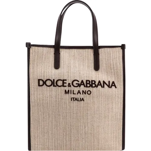Logo bestickte Canvas- und Leinentasche - Dolce & Gabbana - Modalova
