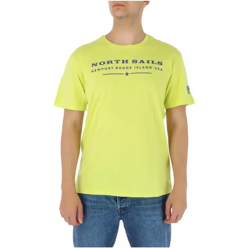 Gelbes Rundhals T-Shirt , Herren, Größe: M - North Sails - Modalova