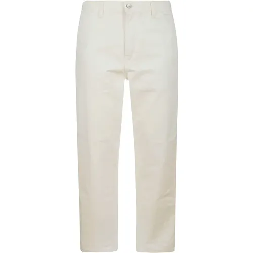 White Cotton Trousers with Logo , male, Sizes: W29 - Carhartt WIP - Modalova