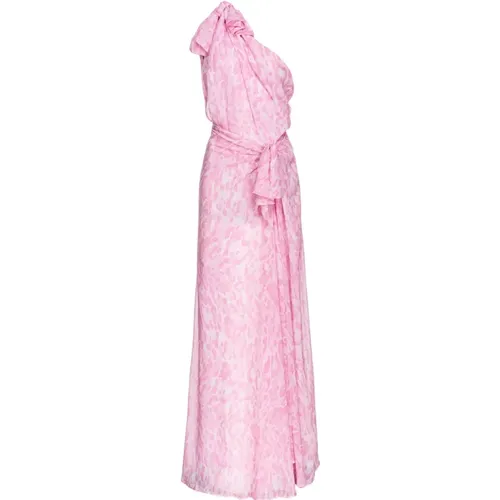 Langes rosa Chiffonkleid mit Print , Damen, Größe: XS - pinko - Modalova