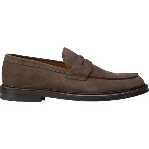 Dunkelbraune Wildleder-Loafer mit raffinierter Silhouette , Herren, Größe: 46 EU - Doucal's - Modalova