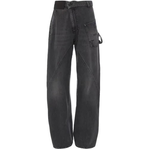 Grey Wide Leg Jeans Twisted Design , male, Sizes: W33, W30, W31, W32, W29, W28, W34 - JW Anderson - Modalova