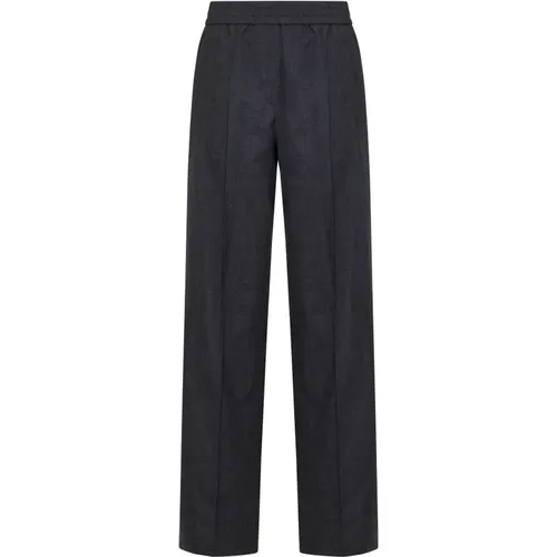 Dark Grey Wool Elasticated Waist Trousers , female, Sizes: XS, M, 2XS, 3XS, XL, S - BRUNELLO CUCINELLI - Modalova