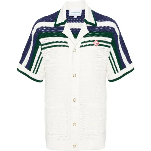 Striped Crochet Tennis Shirt , male, Sizes: L - Casablanca - Modalova