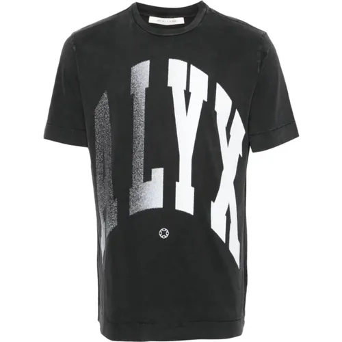Schwarzes Baumwoll-T-Shirt mit Logo-Print - 1017 Alyx 9SM - Modalova
