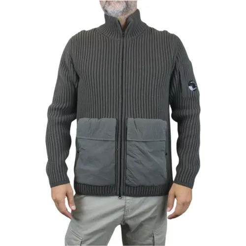 Grey Zip-Up Knit Jacket , male, Sizes: L, XL, 2XL - C.P. Company - Modalova