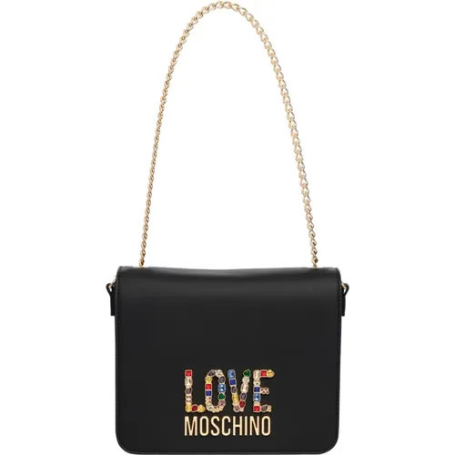 Rhinestone Logo Shoulder bag , female, Sizes: ONE SIZE - Love Moschino - Modalova