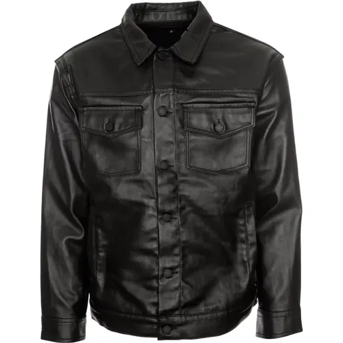 Glänzende Latex Trucker Jacke , Herren, Größe: S - Pleasures - Modalova