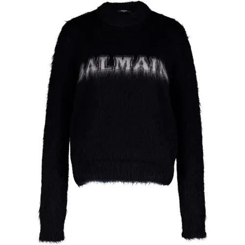 Jacquard Brushed Mohair Jumper , female, Sizes: S - Balmain - Modalova