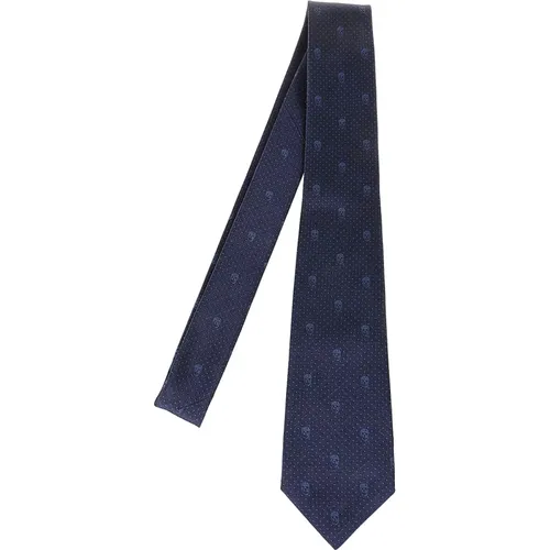 Krawatte mit Totenkopf und Polka Dots in Marine Indigo - alexander mcqueen - Modalova