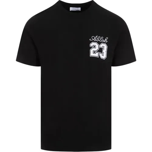 Schwarzes Logo-T-Shirt Rundhalsausschnitt Kurzarm , Herren, Größe: XL - Off White - Modalova