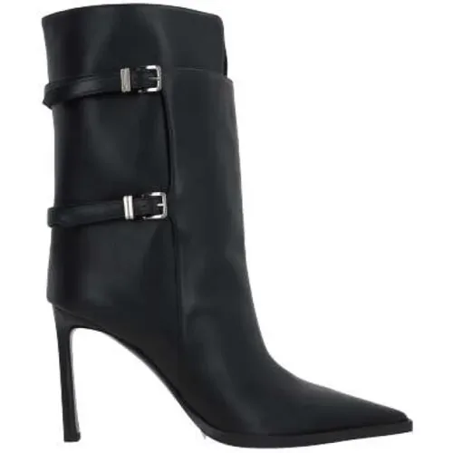 Leather Boots with Buckle Closure and Stiletto Heel , female, Sizes: 5 1/2 UK, 4 1/2 UK, 6 UK - Sergio Rossi - Modalova