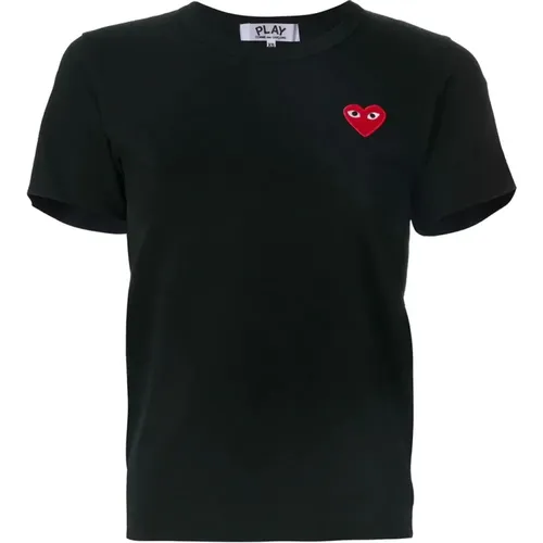 Schwarzes Heart Logo T-Shirt , Damen, Größe: L - Comme des Garçons Play - Modalova